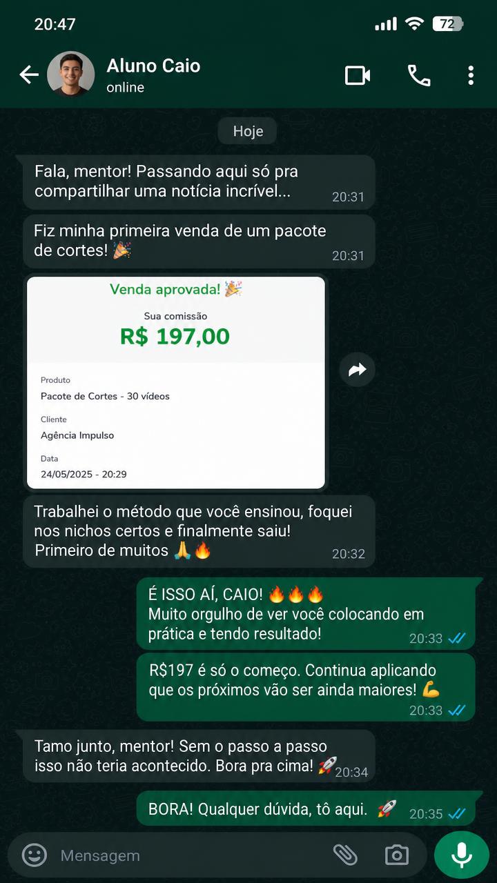 Relato de aluno no WhatsApp 1