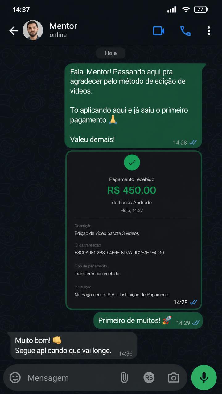 Relato de aluno no WhatsApp 2